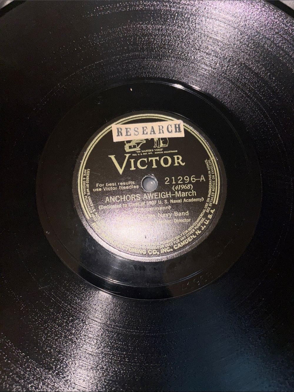 Victor Black Vinyl Record - Anchors Aweigh (Victor Label)
